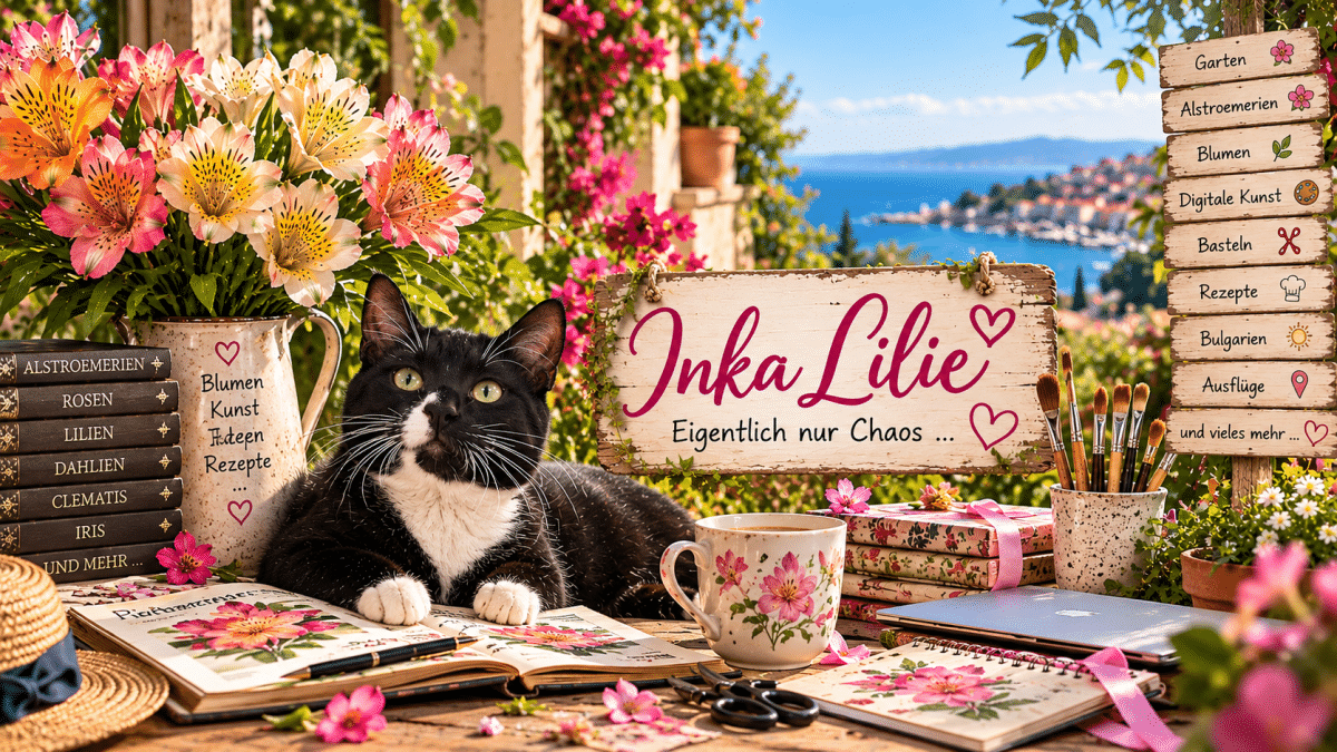 Inka lilie am mittelmeerterrassentisch