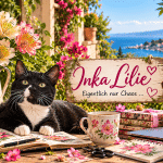 Inka lilie am mittelmeerterrassentisch