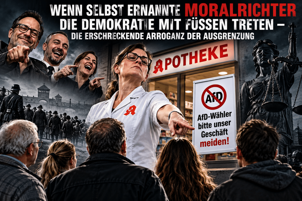 Moralrichter vor der apotheke